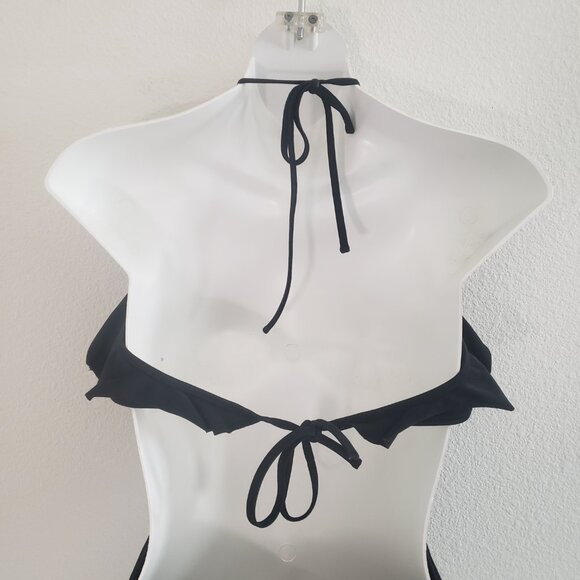 Victoria's Secret One Piece Swimsuit Large Black Cutout Ruffle Romantic Feminine - Picture 6 of 9